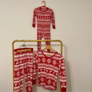 Matching Red Fair Isle Family Holiday Christmas Pajamas Set Women’s XS + Kids 3T